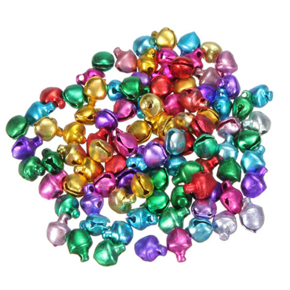 

Jingle Bells Aluminum Loose Beads Small For Festival Party Decoration Christmas Tree Decoration DIY Crafts Color bell 100pcs