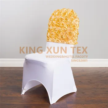 

Nice Looking Banquet Wedding Satin Rosette Chair Cap Hood Fit For Lycra Spandex Chair Cover