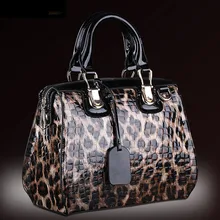Fashion Leopard Pattern Genuine Leather Women Handbags\Bag Cowhide Tote Bag ladies’ Shoulder Bags Messenger Bag~13B316