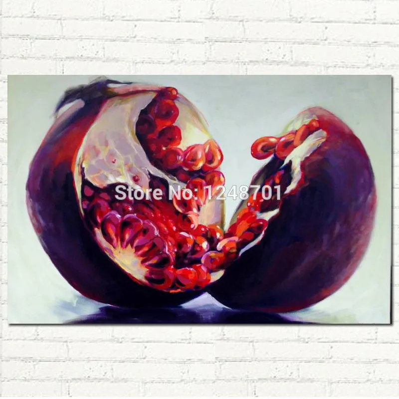 

Handpainted modern red pomegranate picture still life oil painting on canvas for chicken wall decoration
