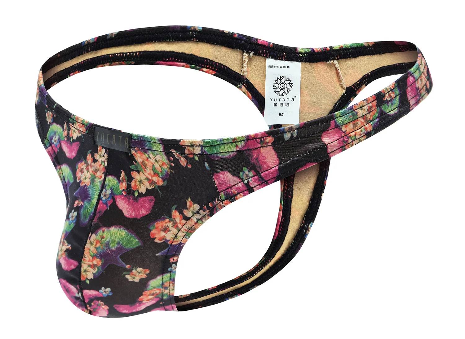 

Mens Thong Underwear Sexy Milk Silk Ginkgo Leaf Print U-convex Pouch Men Thongs & G Strings Tangas Hombre Ropa Interior