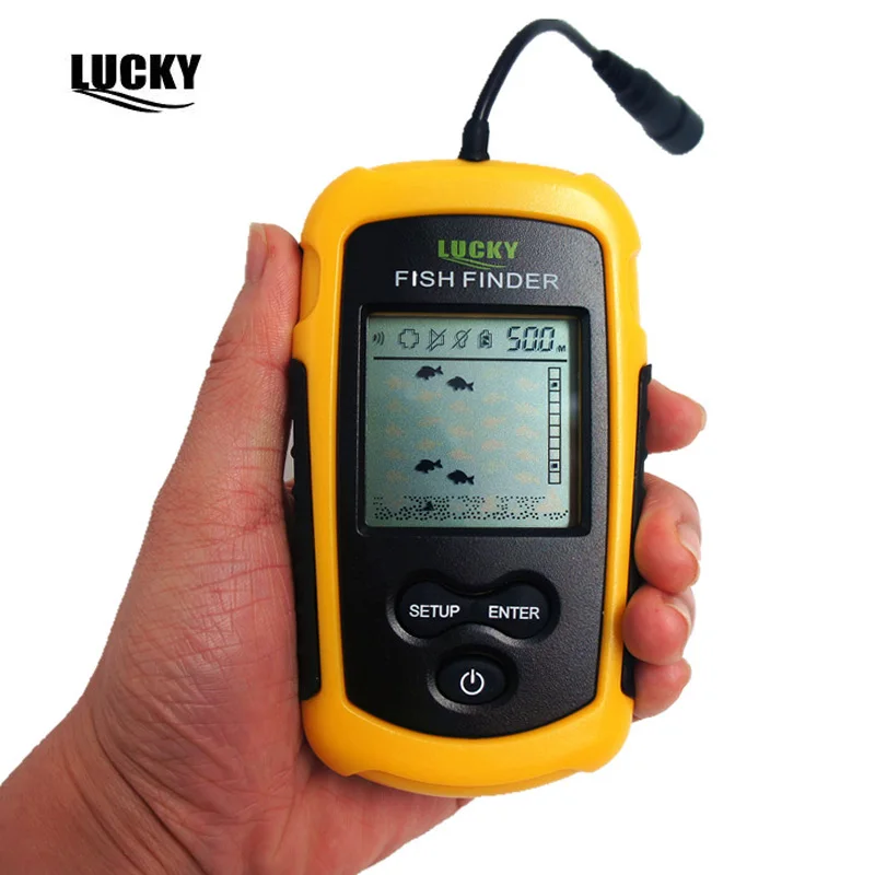 Lucky Echo Sounder Fishfinder Sonar for fishing Fish Finder Sensor 0.7-100M Depth Finder Russian Menu FF1108-1 Sondeur Peche B3