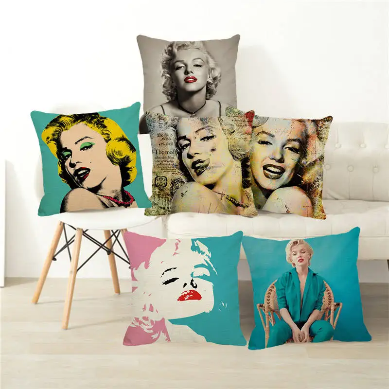 

XUNYU Marilyn Monroe Cushion Cover Classic Film Star Printing Pillowcase for Couch Home Decor Throw Pillowcase 45x45 cm D0035