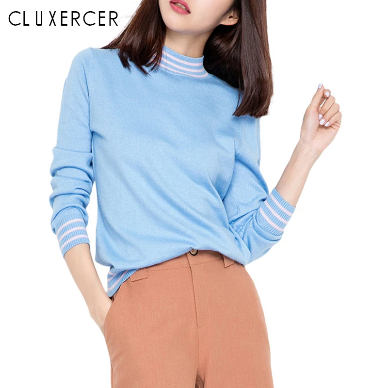 

Turtleneck Sweater Women Fashion 2019 Autumn Winter Striped Tops Women Knitted Pullovers Long Sleeve Jumper Pull Femme Clothing