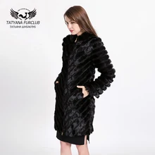 100% Real Whole Skin Mink Fur Overcoat,No-Detachable Fur Coat, Russian Winter Coats Give Mom Gift,Fur Women OverCoat C0501,2
