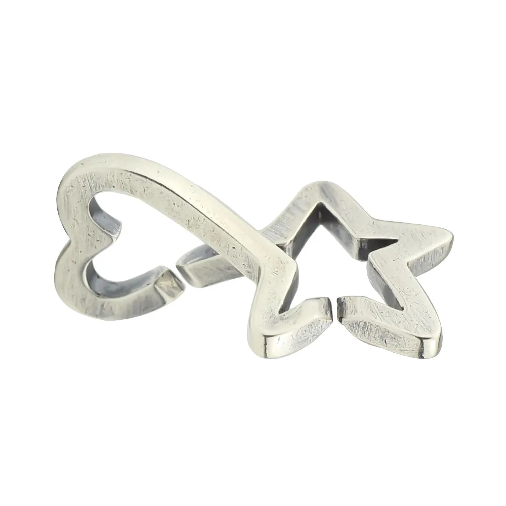 

X Button Series-Love and Five-pointed star Clasp S925 Sterling Silver Clasp Charms Fit European Bracelet DIY Jewelry Making