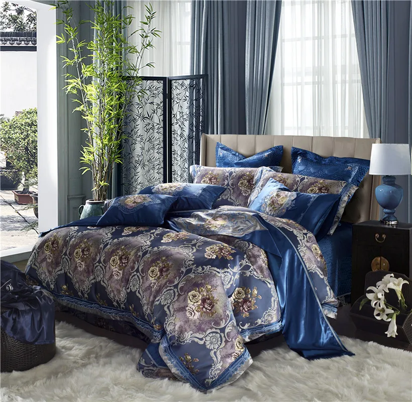 European Style Luxury Royal Bedding Set Blossom Floral Embroidery