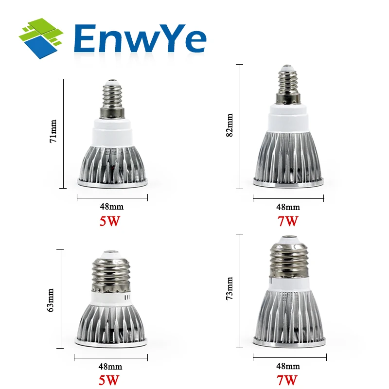 EnwYe 5 W 7 W lámpara led Bombillas de luz E27 E14 GU10 MR16 220 V Bombillas LED Spotlight COB Bombillas lamparas