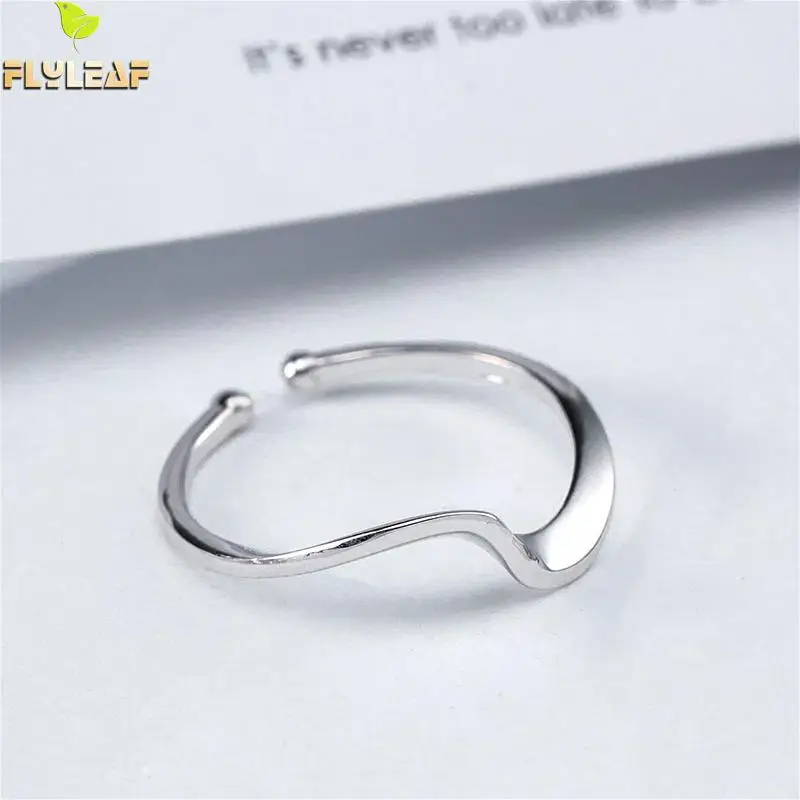

Flyleaf 925 Sterling Silver Personality Water Ripple Mobius Open Rings For Women High Quality Fashion Jewelry Femme