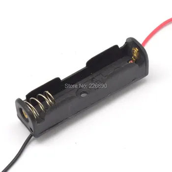 

Free shipping 1X AA/LR6 1.5V battery holder/case/box,black color,with two 150mm black and red wires,50pcs/lot