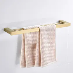 Лейден нержавеющая сталь 24 "двойной полотенца бар, матовый золото двойное полотенце вешалка держатель квадратный стиль настенное