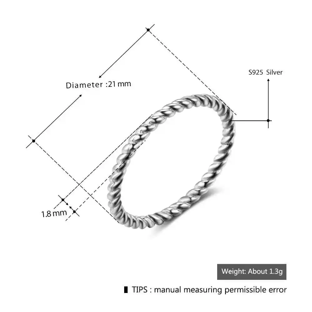 925 Sterling Sliver Rings for Women Rope Shape Wedding Rings Trendy Silver Jewelry Engagement Anniversary Gift (RI102772)