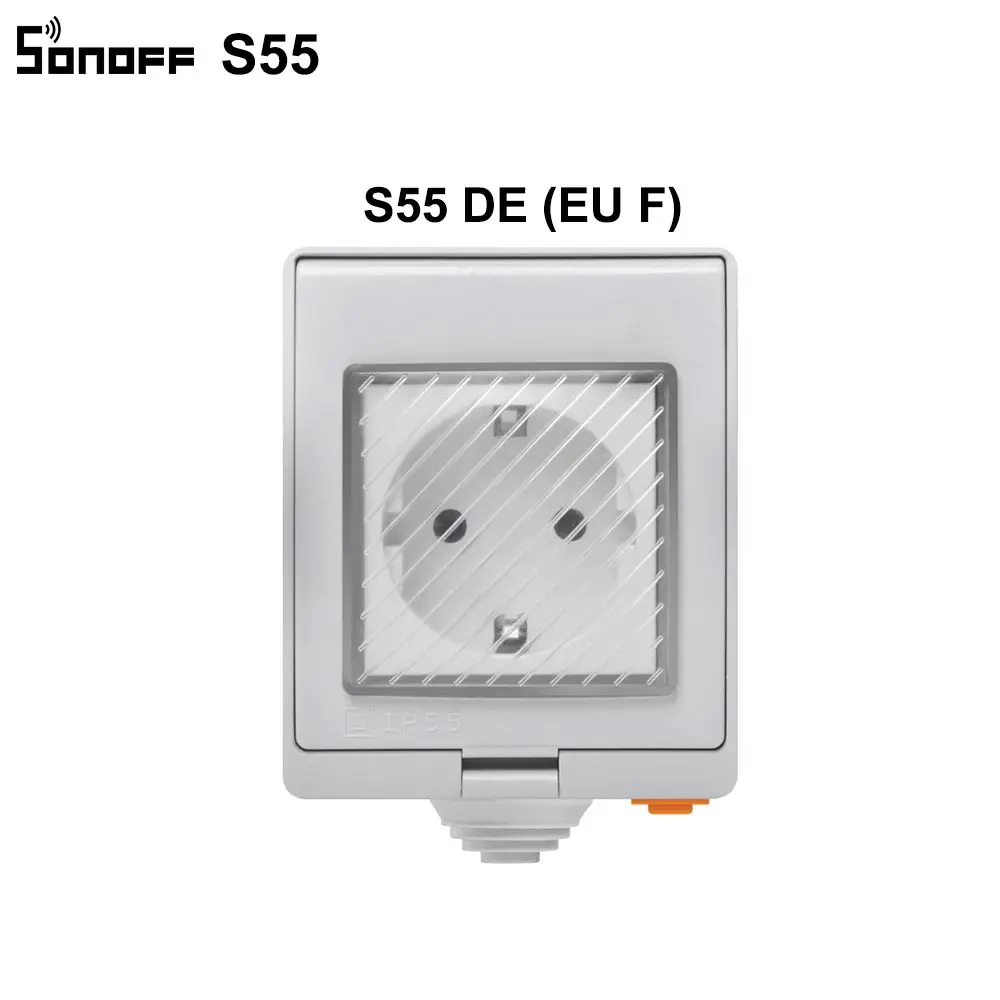 SONOFF S55 водонепроницаемый IP55 Wifi умная розетка, таймер открытый AU/EU/UK/US/ZA вилки приложение/Vocie дистанционное управление работает с Alexa - Цвет: S55 DE