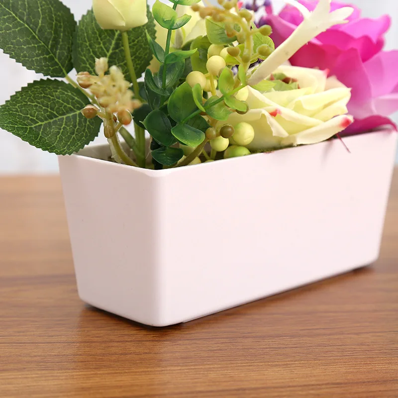 1pcs/lot Flower Rose Rose Silk Silk Flower Pot Set Wedding Home Party Flower Decoration