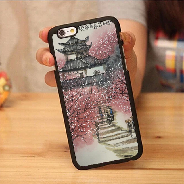 Asian Art with chinese castle Pattern Soft Rubber Mobile Phone Cases