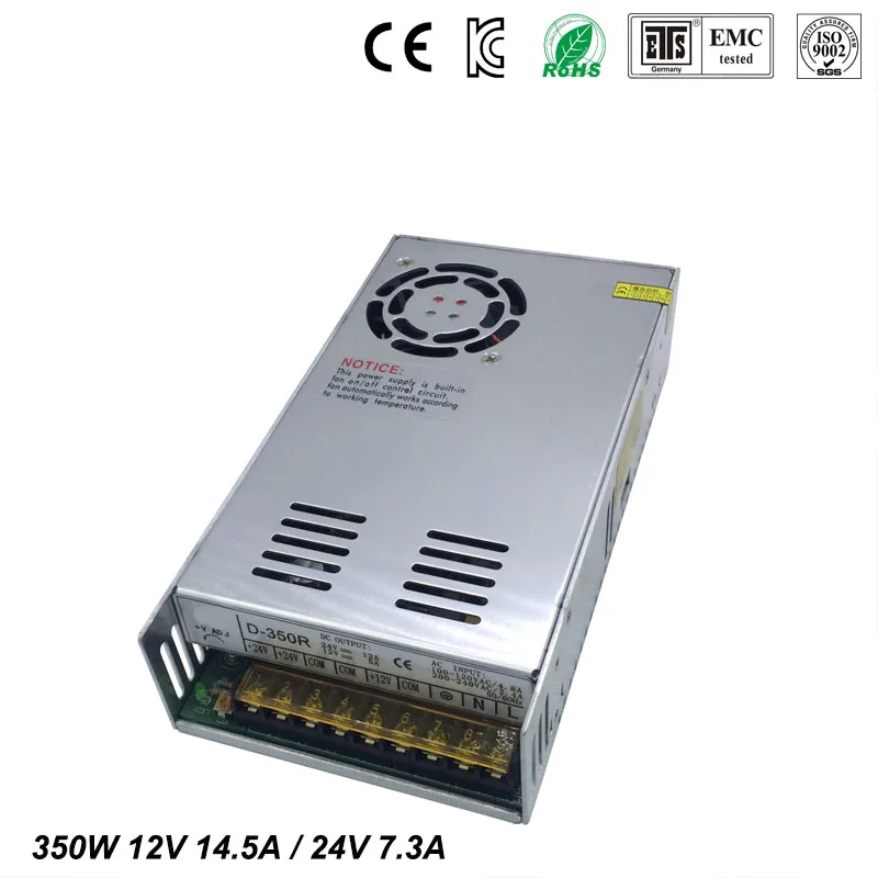 High quality double sortie 12V 24V 350W Switching Power Supply Driver for LED Strip AC100-240V Input to DC 12V 24V free shipping