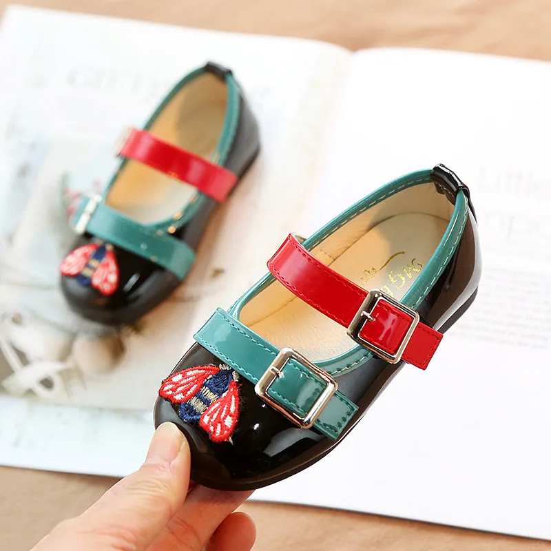 

New Flower Girls Shoes Spring Autumn Princess colorful PU Leather Shoes Cute Bowknot Rhinestone For 3-11 Ages Toddler Shoes
