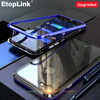 

For IPhone X 7 8 Plus Ultra Magnetic Adsorption Phone Case + Coque Luxury Magnet Glass Case Multicolor Back Cover For Phone Case