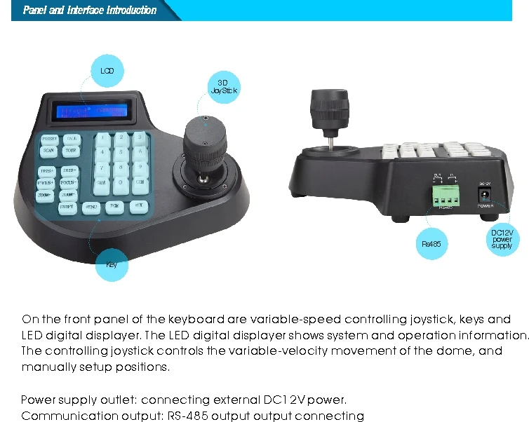 PTZ Controlador de Teclado com joystick 3D