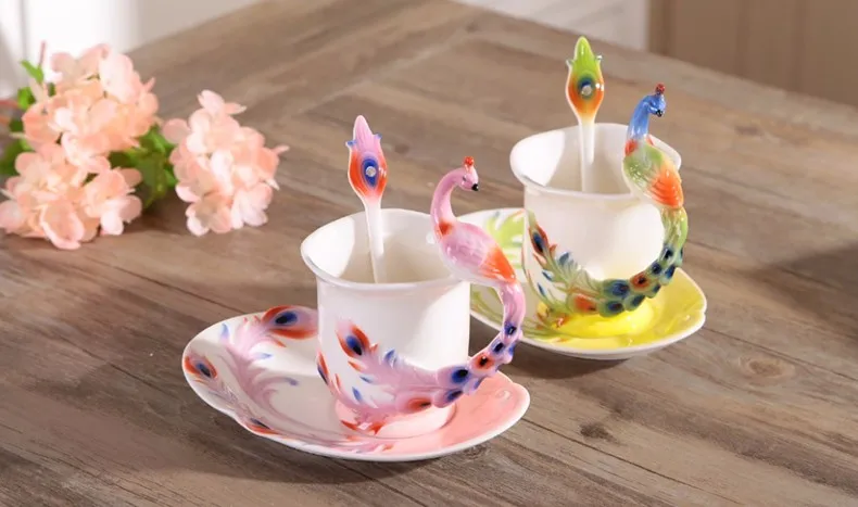 Китайские стильные кофейные чашки Peafowl кофейная чашка, креативная керамическая кружка с животными чайная чашка для друга подарок