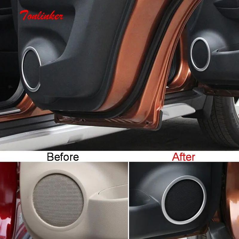 Tonlinker интерьерная Автомобильная дверная акустическая крышка наклейка s для Nissan X-Trail-19 автомобильный Стайлинг 4 шт. ABS/нержавеющая сталь крышка наклейка
