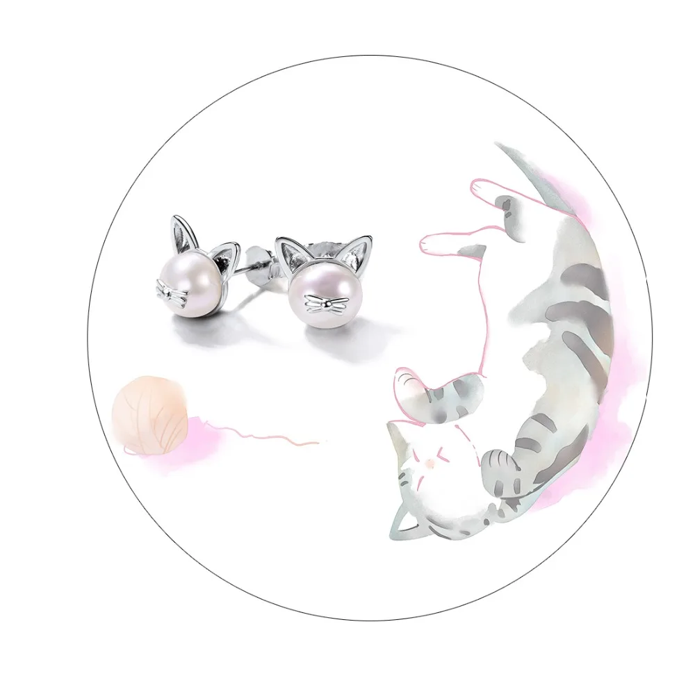 Женские серьги гвоздики из серебра 925 пробы в виде кошки|earrings gift|cat stud earringsstud earrings |