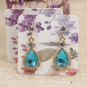 

5*5cm Marble drop earring display card flower design earring tag card Dreamcatcher jewelry earring packing tag card100/lot
