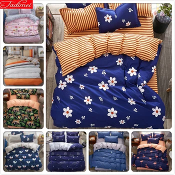 

2019 New Fashion Soft Cotton 3/4pcs Bedding Set Couple Double Size Duvet Cover Sheet Pillowcase King Queen Full Single Bed Linen