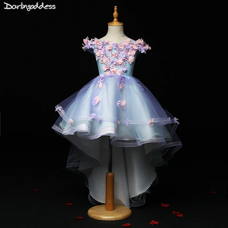 

High Low Flower Girl Dresses for Weddings Kids Pageant Dress First Communion Dresses for Little Baby Party Prom Dress 2019
