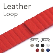 

Genuine Leather Loop Band for Apple Watch Band 42mm 38mm Strap Bracelet for iWatch Series 1/2/3 Adjustable Magnetic Closure Belt