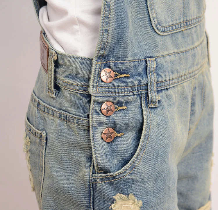 Винтажный потертый короткий джинсовый комбинезон больших размеров для женщин, Летний комбинезон с карманами на лямках, прямые комбинезоны Mujer, хлопковые комбинезоны с дырками