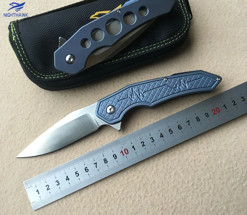 

NIGHTHAWK N-50 Flipper folding knife S35VN Blade ball bearings TC4 Titanium handle camping hunting pocket fruit Knives EDC tools