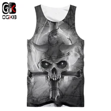 OGKB новые летние топы Мужские крутые крест и череп напечатаны 3d футболка без рукавов мужские хип-хоп без рукавов футболки большие размеры