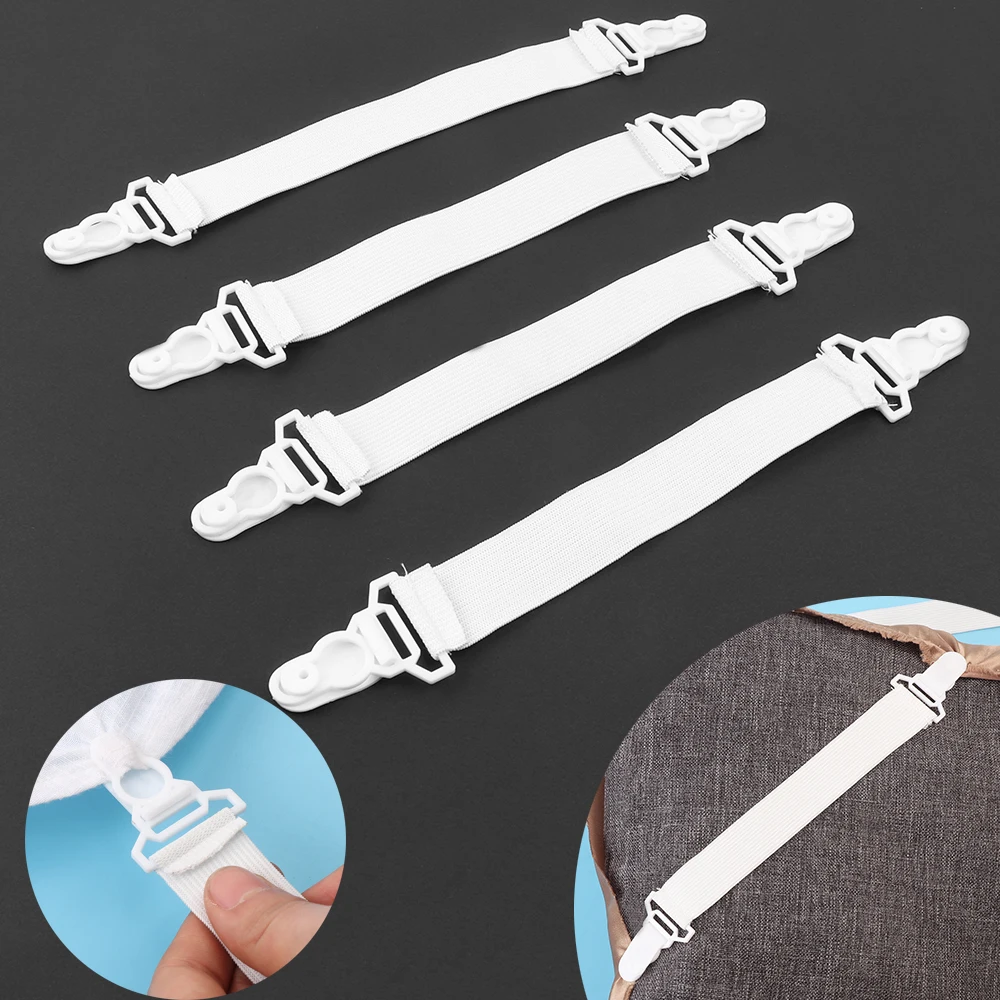 

4/8Pcs White Nylon Buckle Elastic Band for Bed sheets Super Practical Bedspread Non Slip Sheet Fixer Holder Bedding Article Tool