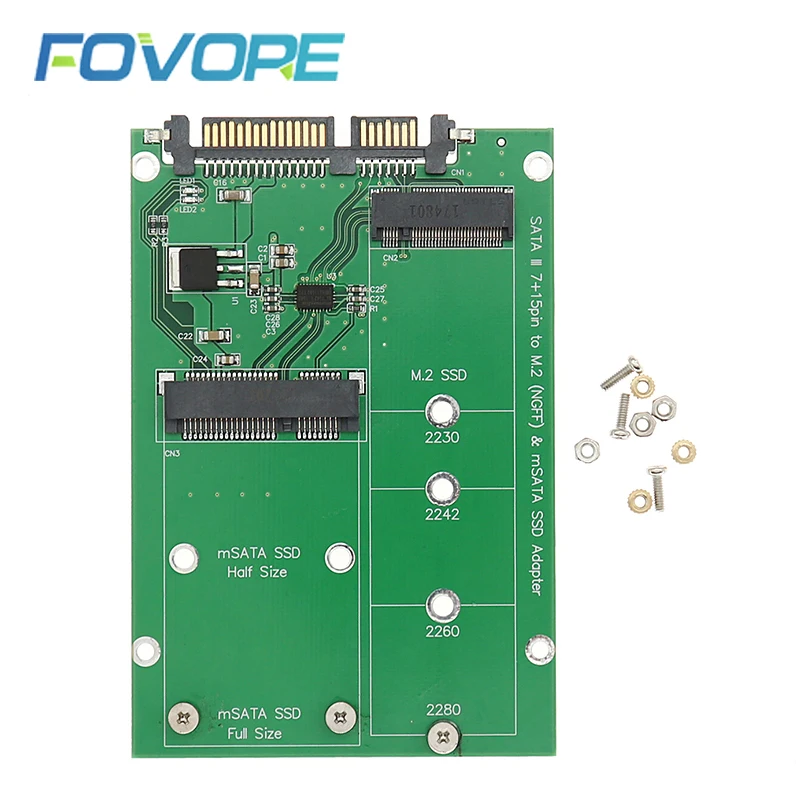 Superior 2 in 1 Sata-Base 2 Lane M.2 BKEY and mSATA SSD to SATA III 7+15 Pin 2.5 SATA Adapter Superior 2 in 1 Sata-Base 2 Lane M.2 BKEY and mSATA SSD to SATA III 7+15 Pin 2.5 SATA Adapter