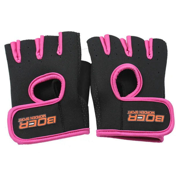 1 пара, женские/мужские Противоскользящие перчатки для тяжелой атлетики, дышащие перчатки для спортзала, бодибилдинга, фитнеса, тренировки, наручные перчатки - Цвет: RoseRed