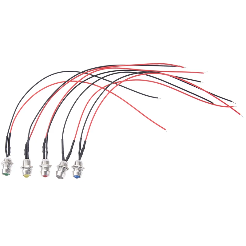 5 Pcs 120V AC//DC Cutout 8mm Metal Yellow LED Indication Signal Pilot Lights