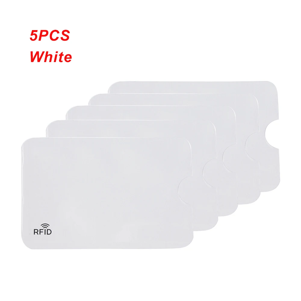 5 шт. защитный Противоугонный Считыватель RFID защита для кредитных карт блокирующий чехол для кожи алюминиевый чехол для банковских карт рукав кошелек - Цвет: White