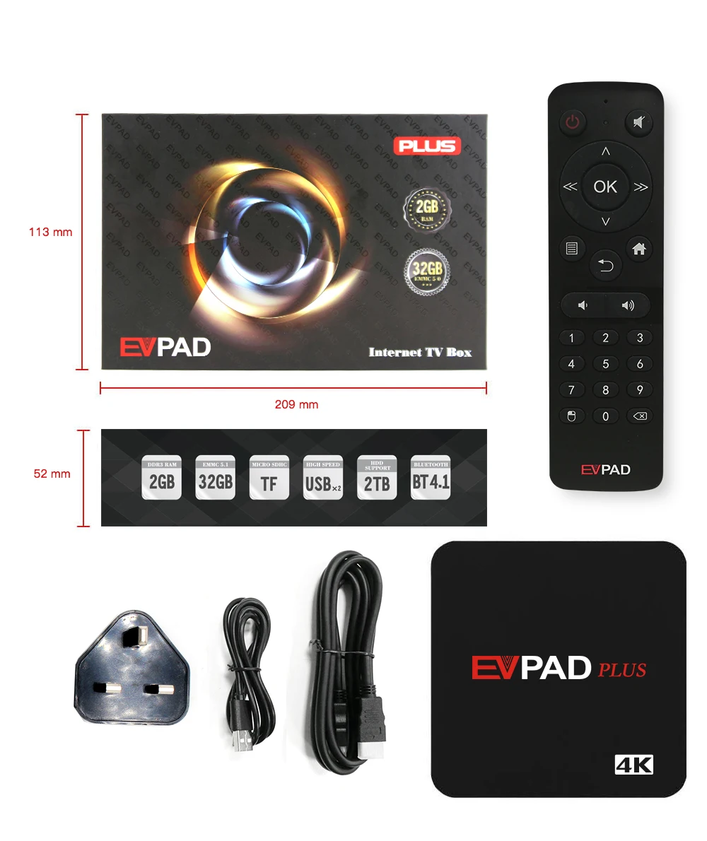 

2018 Evpad plus 2G 32G 8 Core HDMI 4K 1080P Bluetooth Android TV Box