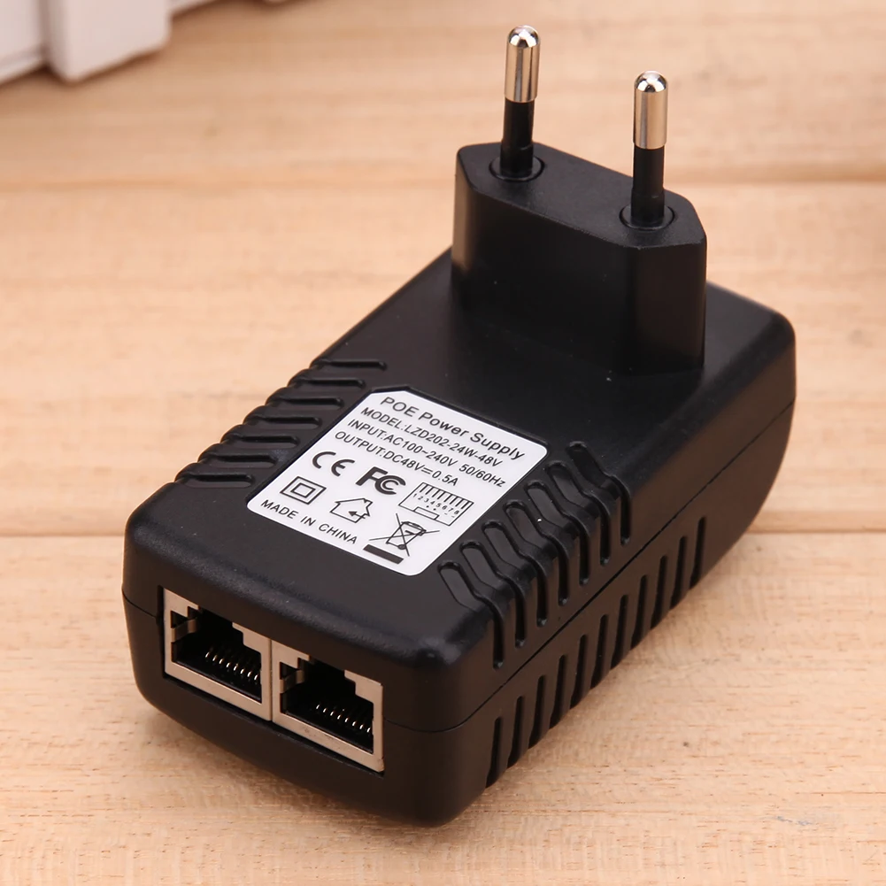  EU Plug 48V 0.5A 24W POE Injector Ethernet Adapter Wall Plug for IP camera Ethernet CCTV POE adapte - 32810886100