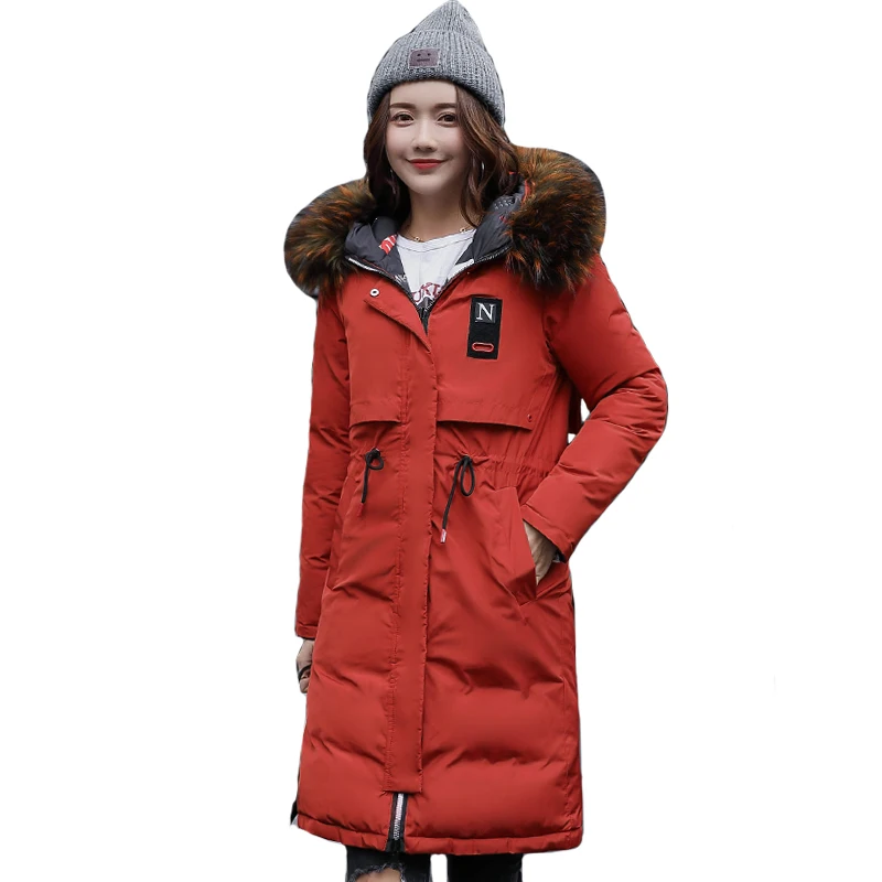 Kopen 2018 Hoge Kwaliteit Warm Winter Thicken Jas Vrouwen Hooded Lange Beide Twee Kanten kan Dragen Vrouwelijke Parka Parka Jas katoen Gewatteerde