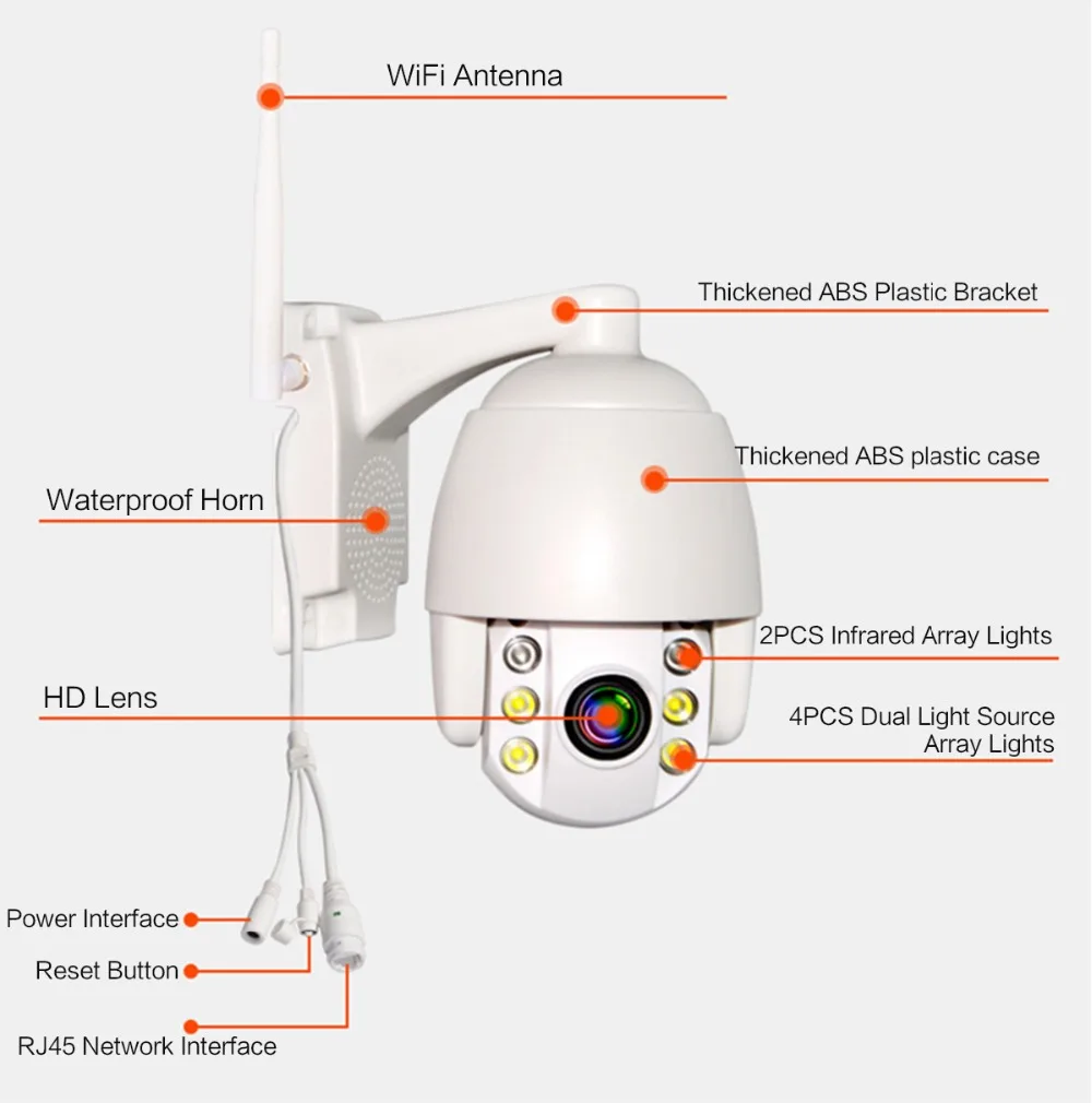 Wifi камера наружная мини PTZ IP камера 1080p скоростная купольная CCTV Камера Безопасности s IP камера wifi Внешняя 2MP IR домашняя Surveilance