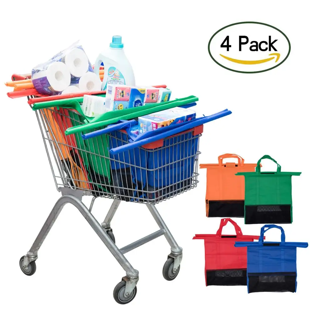 

4pcs/set Classified Shopping Bag Thicken Cart Trolley Supermarket Shopping Bags Foldable Reusable Eco-Friendly Shop Handbag
