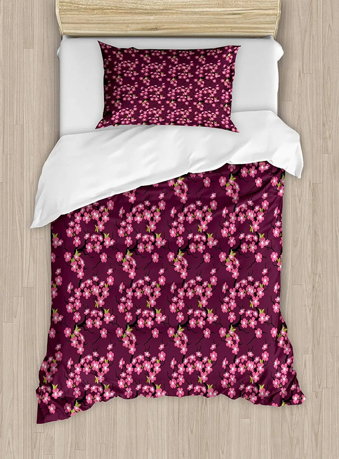 Cherry Blossom Duvet Cover Set April in Asia Seasonal Trees in Full