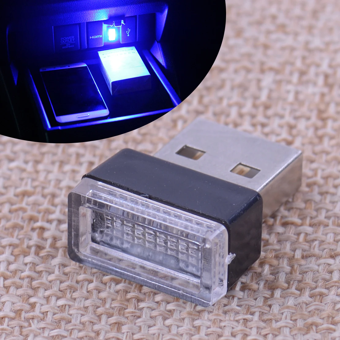 

CITALL Universal USB Plug-In Car Interior Ambient Light Miniature Blue LED Mini Wireless Dash Floor Atmosphere Decorative Lamp