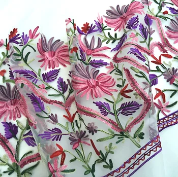 

NEW lace Organza fabric Embroidered on both sides cloth fordress DIY