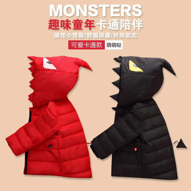 

baby boys girls clothes kids winter coats cartoon outerwear children Warm little monster white down jackets