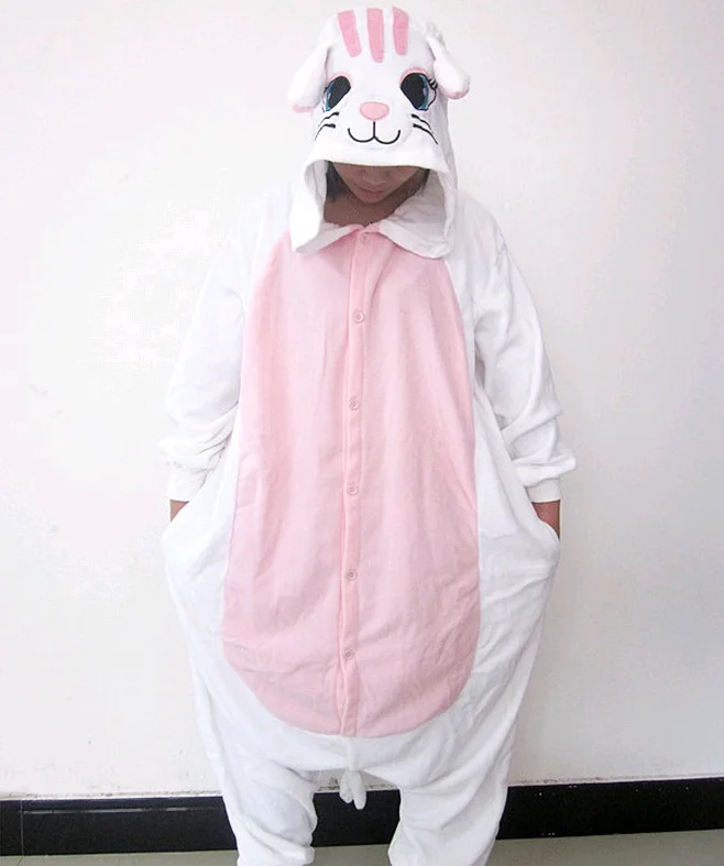 Женская пижама комбинезон в виде белого кота костюмы для косплея|cat onesie pajamas|cat