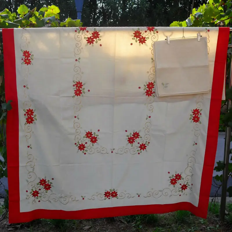 

9PCS/SET Christmas Tablecloth size: 70X85"(175x220cm) Holiday dinner table cloth (with 8 napkins)