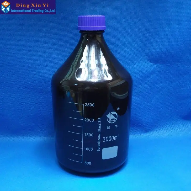 3000ML amber Glass reagent bottle with screw cap thick wall laboratory